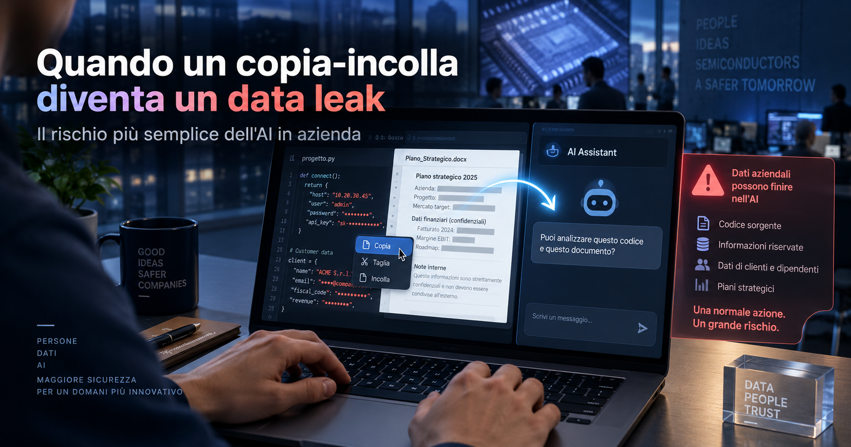Un copia-incolla sul lavoro invia dati aziendali verso un assistente AI